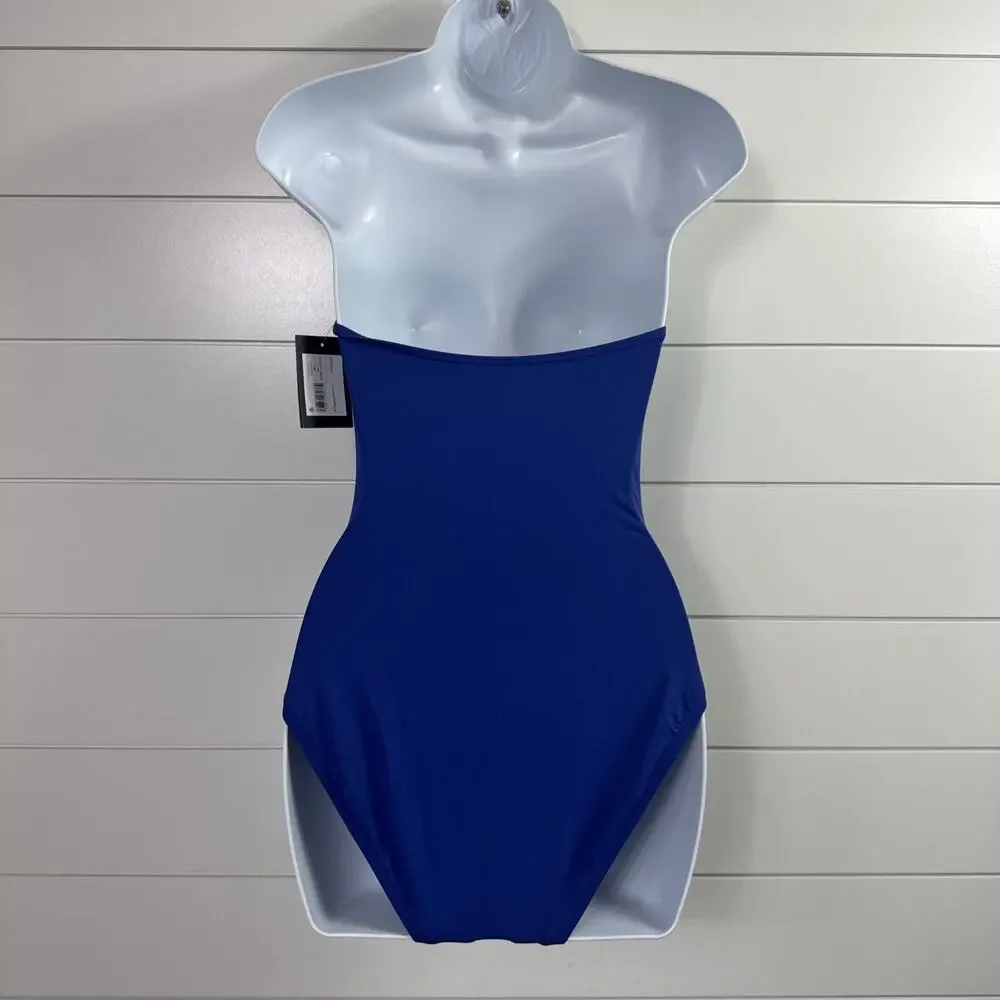 Kate Spade Bandeau One Piece Swimsuit Strapless Blue Berry sz S